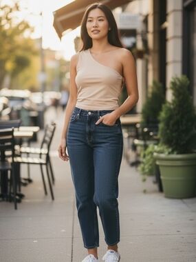 Women’s Love Tree Beige One Shoulder Top Size 1X